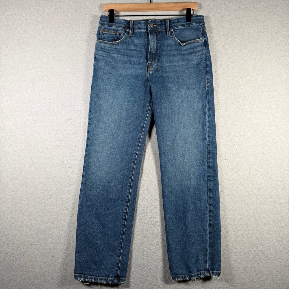 Good American Women Blue Straight Leg Raw Hem Jeans Size 10/30 GLS802T 1331